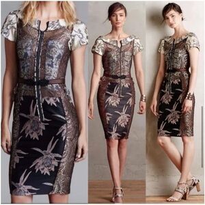 Anthropologie Byron Lars Beguile Floral Brocade Embroidered Sheath Dress 4 P